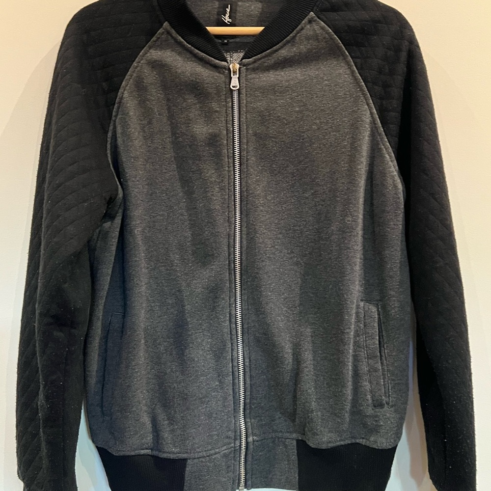 Howe Charcoal and Black knit bomber Jacket